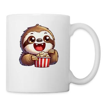 Faultier Popcorn Kino Filme - Tasse - Weiß - Rechts