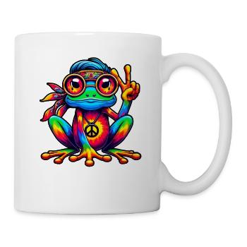 Hippie Frosch 70er Jahre 1970er 60er Jahre Party - Tasse - Weiß - Rechts