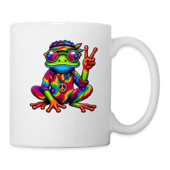 Hippie Frosch 70er Jahre 1970er 60er Jahre Party - Tasse - Weiß - Rechts