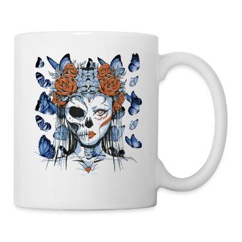 Totenkopf Schmetterlinge Skull Schädel - Tasse - Weiß - Rechts