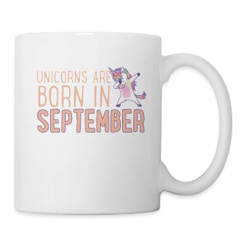 Einhörner Werden Im September Geboren Lustiges Dabbing-Wortspiel - Tasse - Weiß - Rechts
