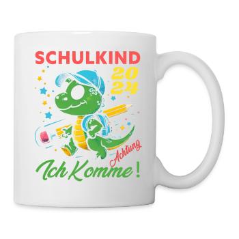 Einschulung Junge Geschenk Dino Achtung Ich Komme - Tasse - Weiß - Rechts