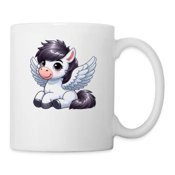 Cheval mignon en tant qu’ange dessin animé - Mug blanc - blanc - Droite