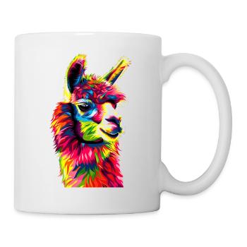 Alpaca Pop Art Bright Colors Llama Rainbow Alpaca - Mug - white - Right
