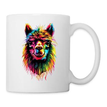 Alpaca Pop Art Bright Colors Llama Rainbow Alpaca - Mug - white - Right