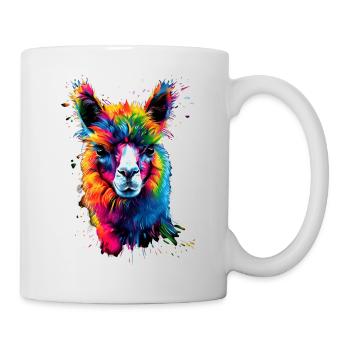 Alpaca Pop Art Bright Colors Llama Rainbow Alpaca - Mug - white - Right