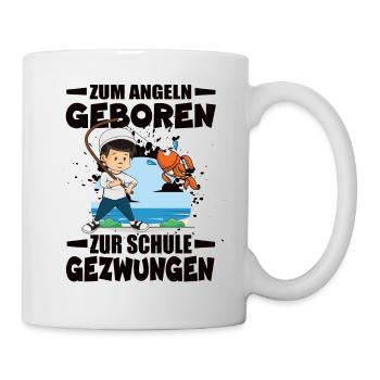 Nés pour pêcher, forcés d’aller à l’école - Mug blanc - blanc - Droite