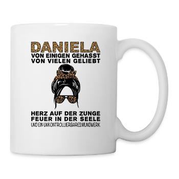 Daniela Gehasst Geliebt Großes Mundwerk - Tasse - Weiß - Rechts