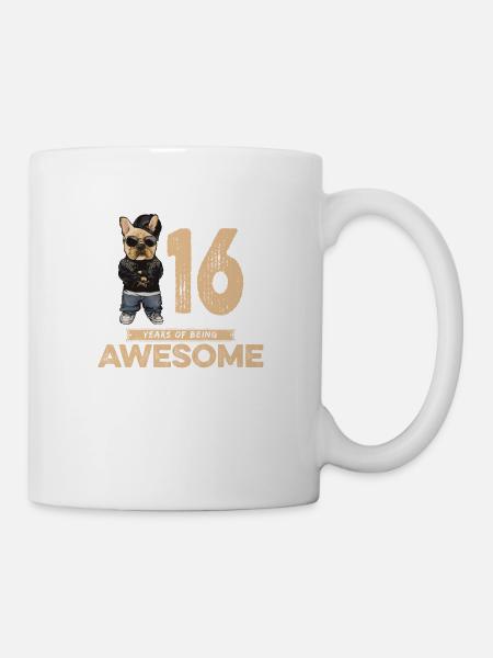 16 Years of being Awesome Cool Dog - Mug - white
