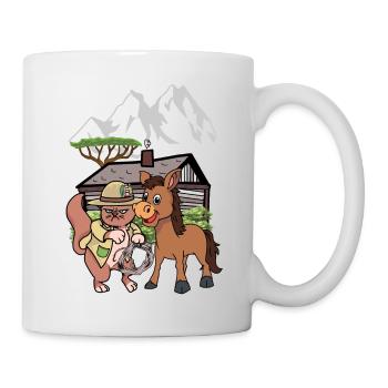 Katze Wilder Westen Natur Kind Kinder Reiter Esel - Tasse - Weiß - Rechts