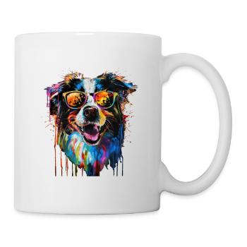 Cool Sunglasses Dog Covered In Rainbow Paint - Mug - white - Right