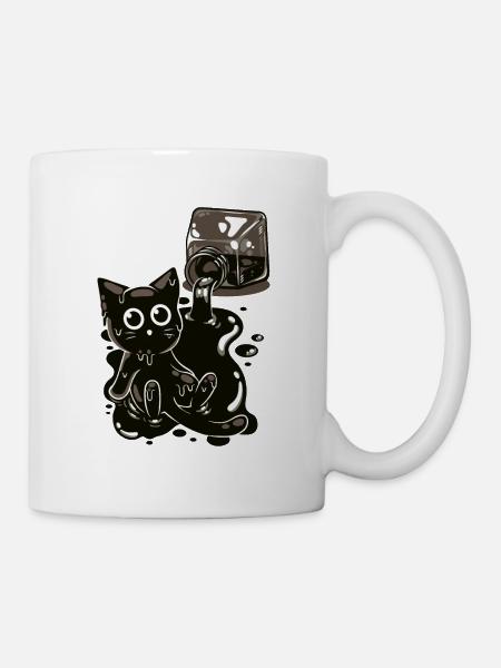 Un chaton noir dans l'encre - humour - Mug blanc - blanc