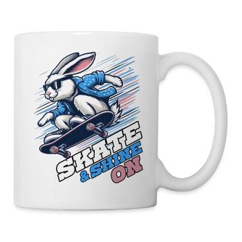 SKATE & SHINE ON, EIN HASE AUF EINEM SKATEBOARD - Tasse - Weiß - Rechts