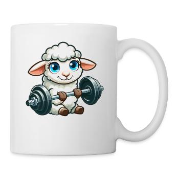 Schaf Lamm Hantel Fitness - Tasse - Weiß - Rechts