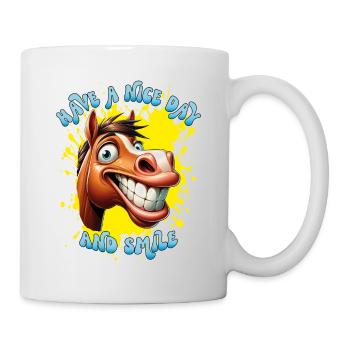 Cheerful cartoon horse with big smile. - Mug - white - Right