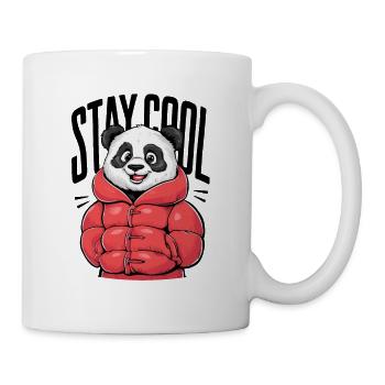 Stay Cool Panda in roter Jacke für - Tasse - Weiß - Rechts