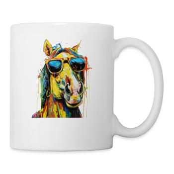 Cool Sunglasses Horse Covered In Rainbow Paint 2 - Mug - white - Right