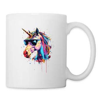 Cool Sunglasses Unicorn Covered In Rainbow Paint - Mug - white - Right