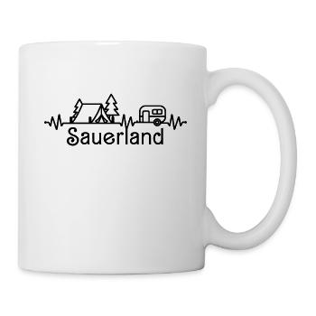Sauerland Wohnwagen Camping wandern Herzschlag - Tasse - Weiß - Rechts