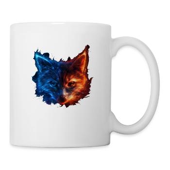 Red and Blue Cat Fierce and Vivid Animal Art - Tasse - Weiß - Rechts