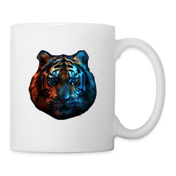 Tigre rouge et bleu Art animalier féroce et vif 2 - Mug blanc - blanc - Droite