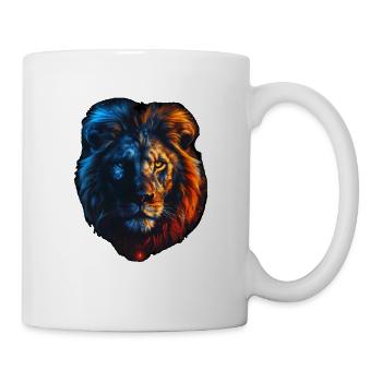 Red and Blue Lion Fierce and Vivid Animal Art - Tasse - Weiß - Rechts