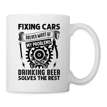 Réparer des voitures résout la plupart de mes problèmes - Funny Aut - Mug blanc - blanc - Droite
