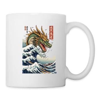 Esthétique vintage Ukiyo-E Wave Japan Dragon - Mug blanc - blanc - Droite