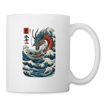Art du dragon japonais vintage de style Ukiyo-E - Mug blanc - blanc - Droite