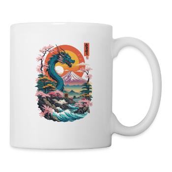 Dragon japonais vintage Ukiyo-E Vaporwave - Mug blanc - blanc - Droite
