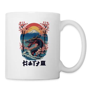Vintage Vaporwave Style Japanese Dragon Art - Mug - white - Right