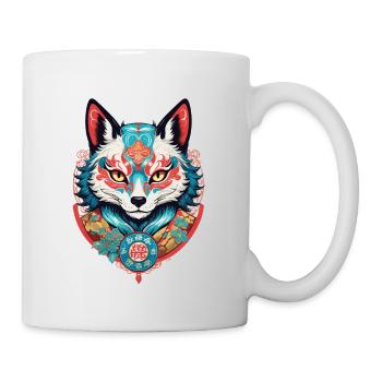 Masque Kitsune Japonais Anime Kawaii Renard Fantôme - Mug blanc - blanc - Droite