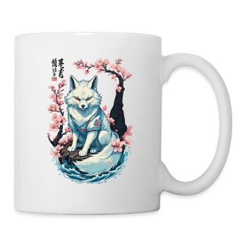 Fleurs de cerisier japonais Kitsune Fox blanc - Mug blanc - blanc - Droite