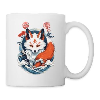 Masque Kitsune Japonais Anime Kawaii Renard Fantôme - Mug blanc - blanc - Droite