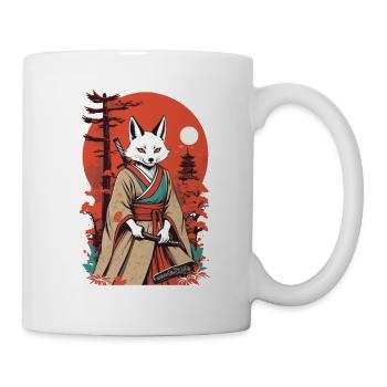 Samurai Fuchs Japanische Kitsune Maske Design - Tasse - Weiß - Rechts