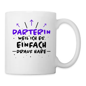 Darterin Spruch Dartspielerin Darterin Geschenk - Tasse - Weiß - Rechts