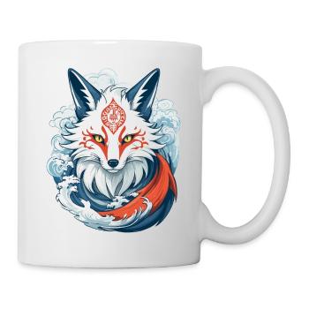 Masque Kitsune Japonais Anime Kawaii Renard Fantôme - Mug blanc - blanc - Droite