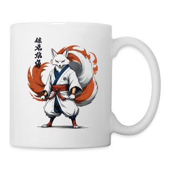 Samurai Fuchs Japanische Kitsune Maske Kawaii - Tasse - Weiß - Rechts