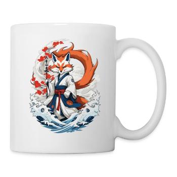 Ukiyo-E Kunst Stil Japanische Kitsune Fuchs - Tasse - Weiß - Rechts