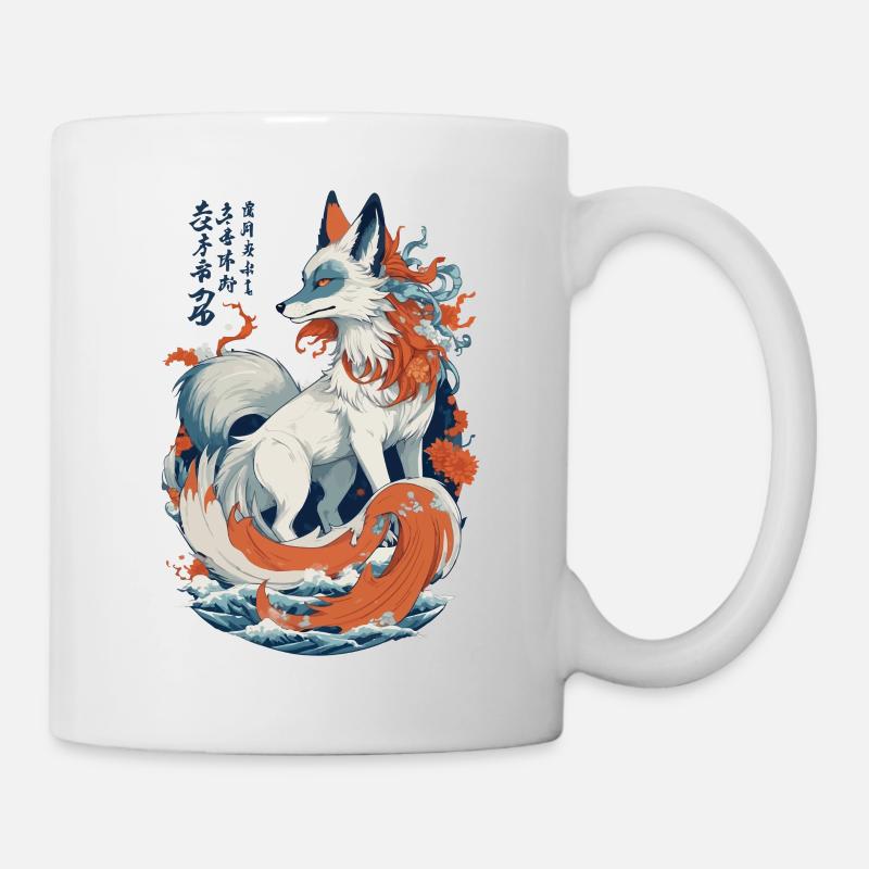 Ukiyo-E Art vintage Kitsune renard japonais - Mug blanc - blanc