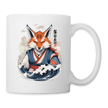 Vintage Ukiyo-E Kunst Japanische Kitsune Fuchs - Tasse - Weiß - Rechts