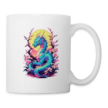 Vintage Vaporwave Style Japanese Dragon - Mug - white - Right