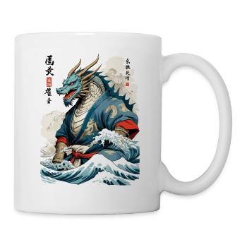 Vintage Samouraï Dragon Anime Japon Art - Mug blanc - blanc - Droite