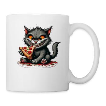 Fiese Katze Pizza Horror Sauer Mad - Tasse - Weiß - Rechts