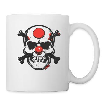 Nez de clown rouge, crâne et os - Mug blanc - blanc - Droite