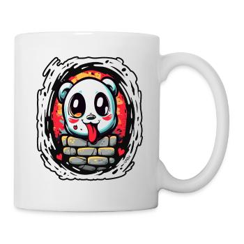 Herzen und cooler, lustiger, frecher Panda-Bär - Tasse - Weiß - Rechts