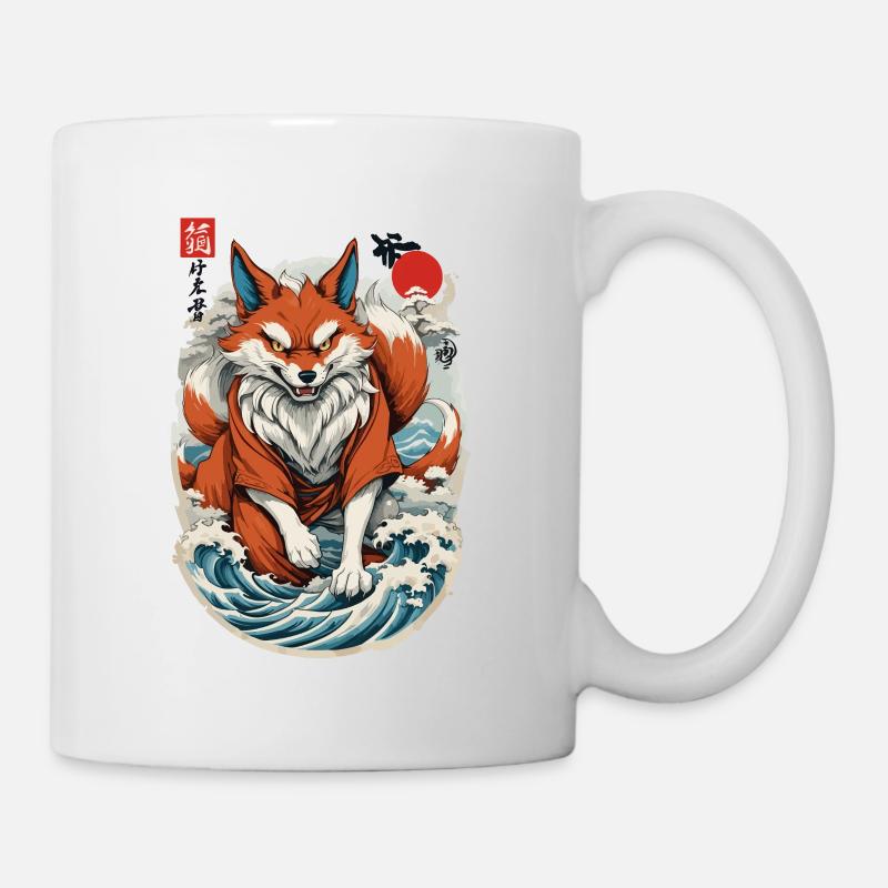 Japanese Kitsune Mask Anime Kawaii Fox Ghost - Mug - white