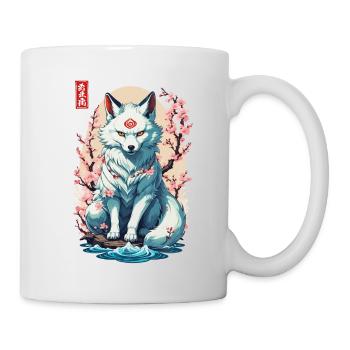 Conception esthétique du masque Kitsune et des fleurs de cerisier - Mug blanc - blanc - Droite