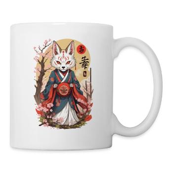 Japanese Kitsune Mask Anime Kawaii Fox Ghost - Mug - white - Right