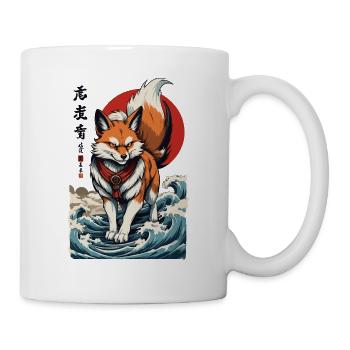 Vintage Ukiyo-E Style Kawaii Fox Spirit Japan - Mug - white - Right